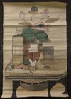Antique Korean Minhwa Folk Art Scroll Hand-painted Still Life Lotus   Chaekgeori