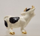 Vintage Hagen Renaker Miniature Cartoonsy Cow W  Gold Horns Eyelashes Htf