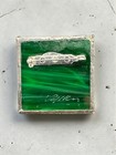 Vintage Signed Green Stained Glass Brooch Silver Tone Filigree Art Nouveau Style