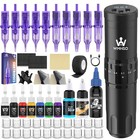 Cordless Rotary Tattoo Gun Practice Kit - 1500mah Battery  Synthetic Skin Includ