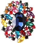 Wedding Bridal Big Crystal Rhinestone Bouquet Brooch Pin For Women Multicolor   