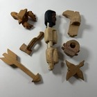 Bsa 7 Pieces Whittled Wood Carvings Partially To Fully Complete Bird Axe Su-378