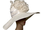 Suzanne Couture Millinery White Hat     High Crown   Soft Brim   Handmade Nyc Brid