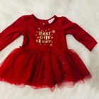 The Childrens Place Tutu Christmas Holiday Dress Long Sleeve Red 3-6 Months