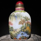Collection Chinese Colored Glaze Carved Painted Landscape Exquisite Snuff Bottle