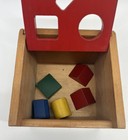Creative Playthings Vintage Wooden Box Shape Sorter 5 Wooden Shapes Hinged Lid