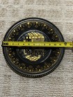 Vintage Embossed 12  Brass Wall Plaque   Plate  Pub  Tavern Scene
