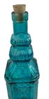 Aqua Blue Embossed Glass Square Apothecary Bottle
