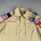 Boy Scouts Of America Uniform Shirt Youth Large Beige Short Sleeve Bsa
