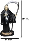 Large 2 Feet Tall Holy Death Santa Muerte Holding Scythe In Black Robe Statue