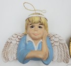 Set Of 4 Vintage Ceramic Mold 4 5 x4  Angel Cherub Christmas Ornaments 1970s 