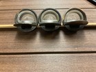 Three Pelico Antique Cast Iron Wood School Desk Ink Well   Glass Insert  4
