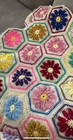 Crochet Throw Granny Square Hexagon Blanket Afghan Grandma Cottage Flowers