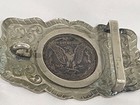 Belt Buckle With 1921 Morgan Silver Dollar Vintage Cowboy America