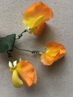 Vintage Millinery Flower Orange Yellow Sweet Pea Bunch Of 3 Nn