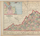 Virginia Map 1907 Original   Large 20x13 County Townships Railroads
