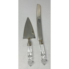 Silver Clear Cake Knife And Server Set Crystal Handles Wedding Party