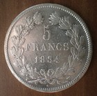 France 5 Francs 1834 Silver Coin Mint W Lille Louis Philip King Franc Free Ship