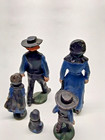 Vintage Cast Iron Amish Family Figurines Mom Dad Kids Tallest 4-1 2 