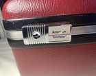 Vintage American Tourister Train Case Burgundy Hard Shell  w Tray Mirror 2 Keys