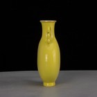 Nice Collectable Art Hand Painting Yellow Glazed Porcelain Flat Vase