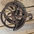 Antique Cast Iron Well Barn Rope Pulley  10 Wheel W Fender   Hook Farm Steampunk