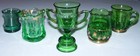 Huge Lot Of Antique Green Glass Toothpick Holders Souvenirs - Lot Of 5