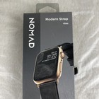 Nomad Modern Black Rustic Leather Watch Strap   Gold Metal For Apple Watch 40mm