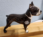 Vtg Goldscheider Boston Bulldog Terrier Frenchie Dog Figurine Black   White Usa 