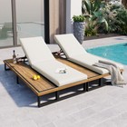Set Of 2 Outdoor Chaise Lounge Chairs With Cushions   Adjustable Backrest
