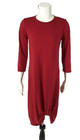 Women s Casual Round Neck  M Twist Knot Long Sleeve Red T-shirt Dress  New
