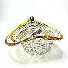Vintage Handheld Aluminum Woven Basket With Handle Round Medium All-occasions