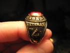 1991 Desert Storm Veterans Ring Gold Plated With Red Stone Size 7