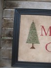 Merry Christmas Cross Stitch Sampler Lg Antique Wood Frame W Original Paint