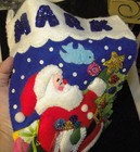 Vtg Bucilla Mark Santa Claus Birds Tree Embroidered Felt Stocking 18  Completed 