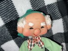Vintage Elf Pixie Old Man Felt Wooden Figure 10 Inches