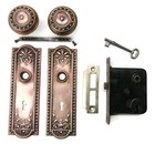Antique Door Set Victorian   Eastlake Backplate Knob Mortise Lock Key Reclaimed