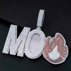 Men s Custom Any Initial Pendant 3 Ct Round Cut Moissanite 925 Sterling Silver