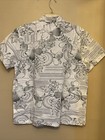 Ocean Pacific Vintage Hawaiian Shirt Size Large Pocket White W gray