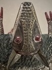 Vintage Mexican Folk Art Armadillo Candle Holder Punched Tin