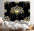  Black Gold Lotus Tapestry Spiritual Lotus Psychedelic 80 l X 59 w T1-a12787