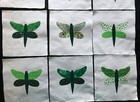 Quilt Top Blocks 6 Inch Square Green Dragonfly Cotton Fabric Appliques Lot Of 9