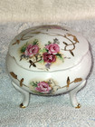 Vintage Meissen Japan Porcelain 3 Leg Floral Trinket Box 4  X 3 