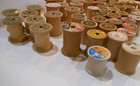 Lot Of 60 Empty Antique Wooden Sewing Thread Spools Star  Coats   Clark s  Clark