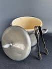 Vintage Silver Plated Insulated Ice Bucket   Lid With Tongs Ornate Top N Handles