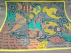 Vtg Kuna Mola Fish Sea Life Earth Tones Applique Hand Sewn Folk Art Textile