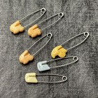 6 Vintage Baby Diaper Safety Pins - Lot Duck Bunny