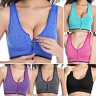 Plain Zipper Women Front Closure Sports Bra Racerback Yoga Gym Bra Size S-xl
