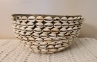 Antique African Woven Coil Grass Basket With Cowrie Shells Nigeria 10 In