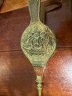 Antique Wood  Leather And Brass Fireplace Bellows